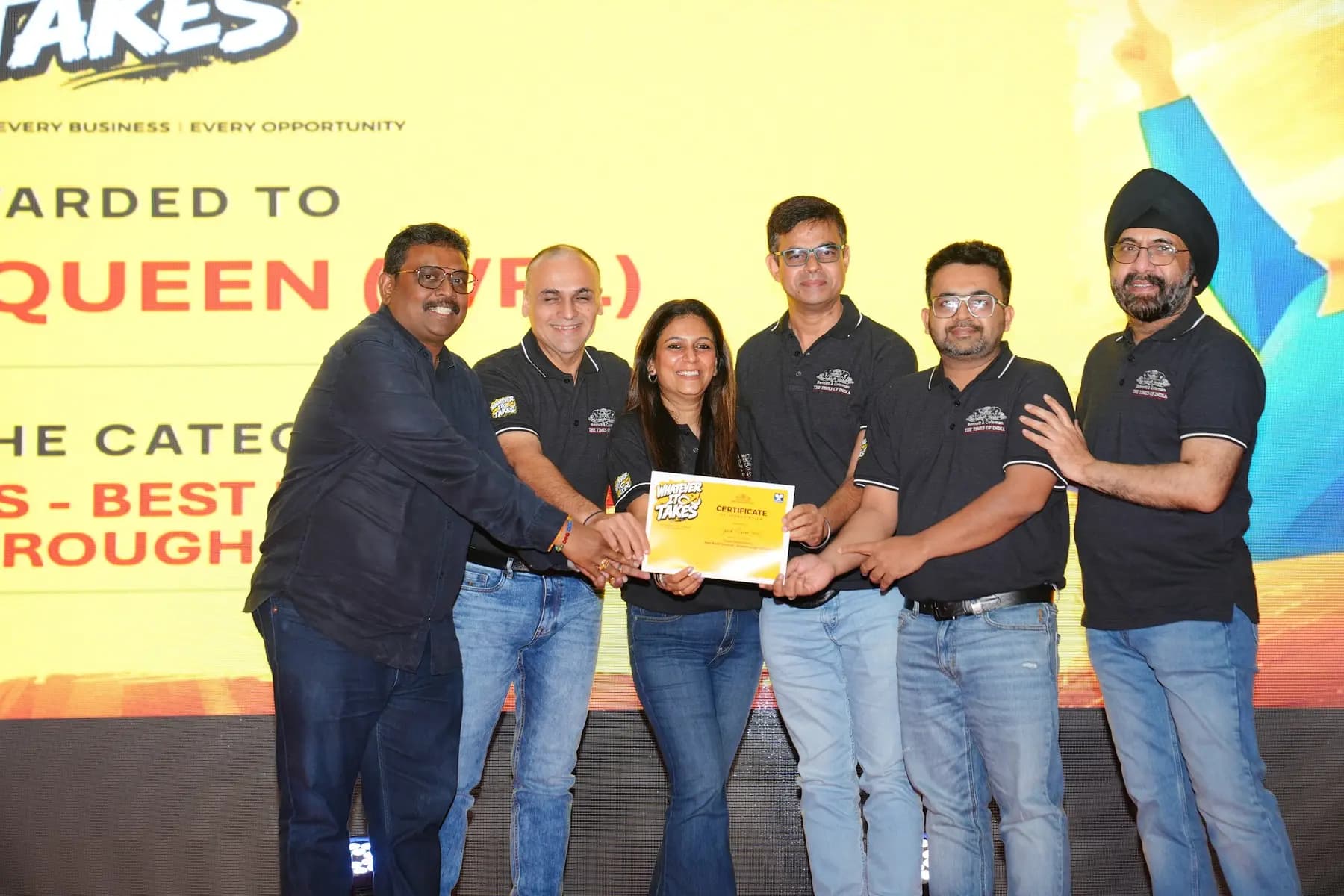 Award presentation on stage